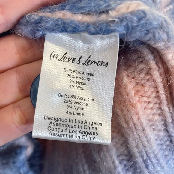 For Love and Lemons Celeste Cardigan Ombre Stripe Blue Pink Wool Blend S - Picture 6 of 7